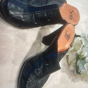 Sofft Black Leather Mule Comfy Slip on heels